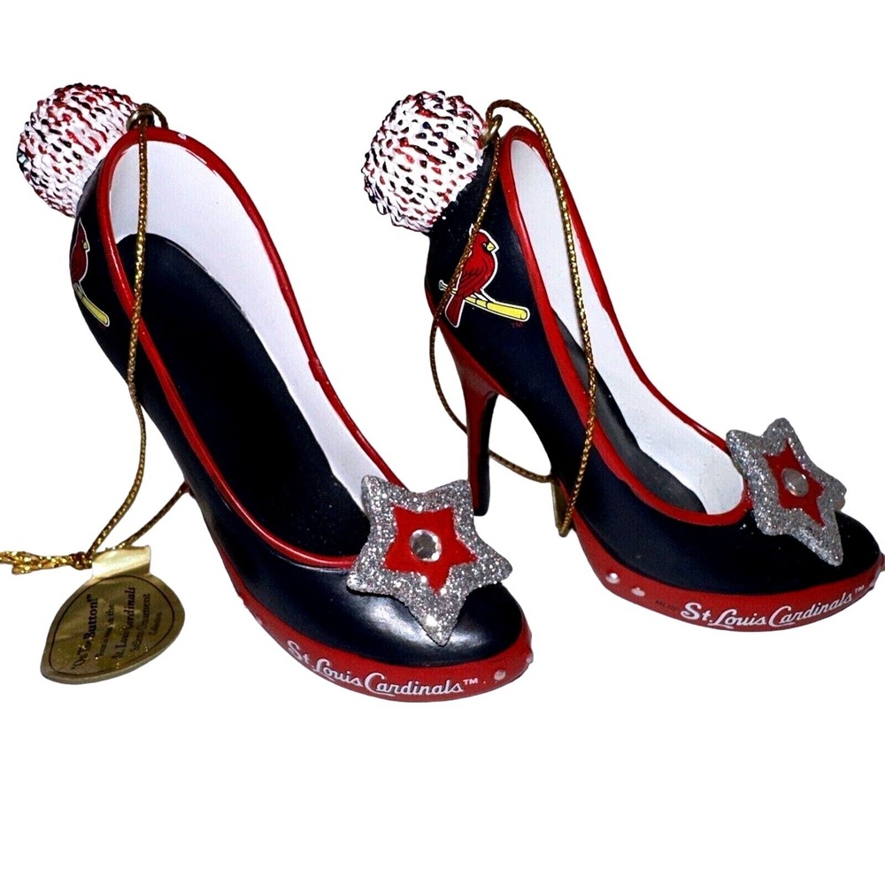 Bradford Exchange St. Louis Cardinals Shoe Ornament High Heel Baseball Pom Pom - Picture 9 of 10